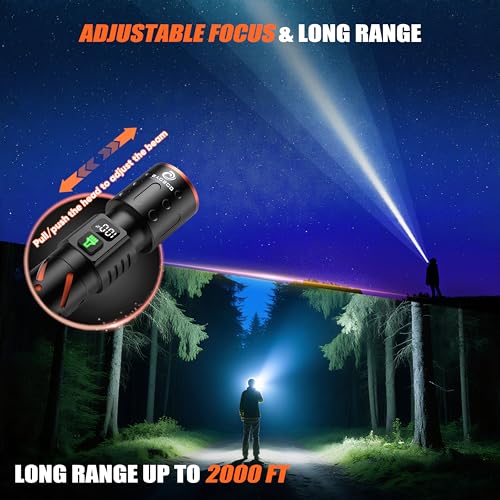 Gosdas USB C Rechargeable Flashlight 100,000 Lumens, Medium Size, 5.75” Long