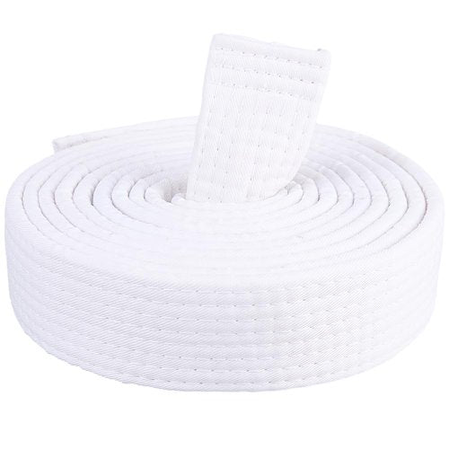 CREATCABIN White Karate Belts Polyester Martial Arts Belt Judo Brazilian Jiu-Jitsu TKD Aikido Uniform Rank Belt Long Soft Universal Fit Adult Taekwondo Belts for Men Sports Training Equipment 9.84ft