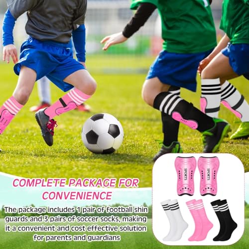 Liliful Kids Soccer Shin Guards Set - Pink Small Protective Gear for Girls & Boys Age 3-6