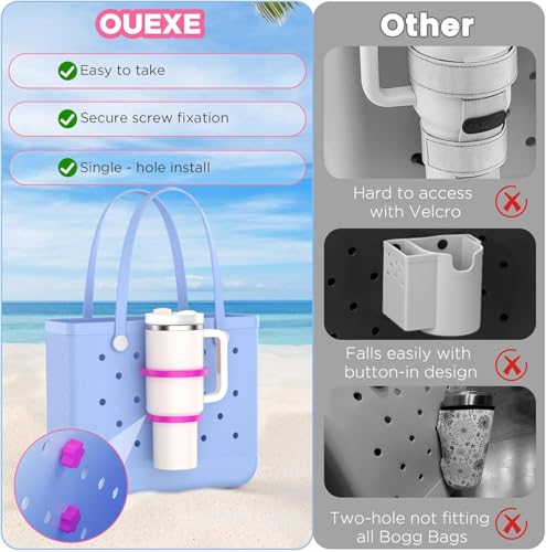 Cup Holder for Bogg Bag - 2 Pack Drink Holder for 30Oz Cups - White