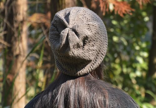 Lightweight Crochet Beanie Hat for Women - Dark Gray, Medium