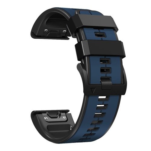 OUTVI 22 quick fit watch band compatible with garmin fenix 5 6 7 pro Solar Epix Pro Gen 2 47mm only Forerunner 935 745 965 955 Sturdy silicone 22mm sport watch bands replacement men BLUE BLACK