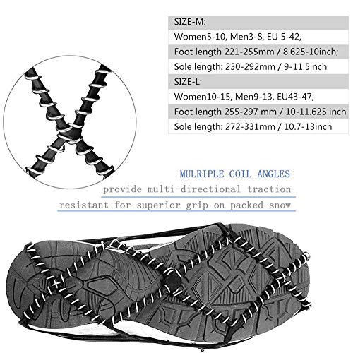 Ice Cleats with Magic Tape Straps - M Size (Women 5-10, Men 3-8)