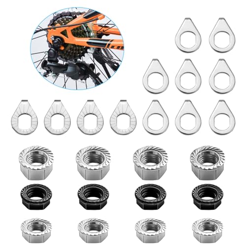 24PCS Bicycle Nuts and Washers Set - M8, M9.5, M10 Sizes