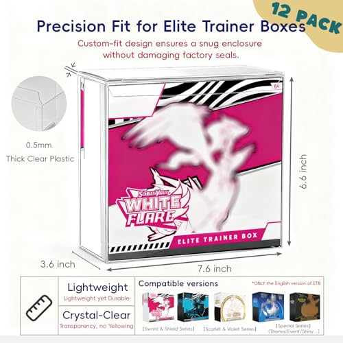 12 Pack Elite Trainer Box Protectors - Clear PET Plastic Display Cases