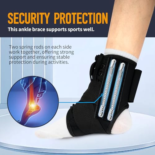 Neoprene Ankle Brace with Dual Springs for Sprains - Blue Medium