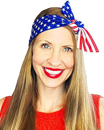 Patriotic Red White and Blue Stars and Stripes Tie Headband