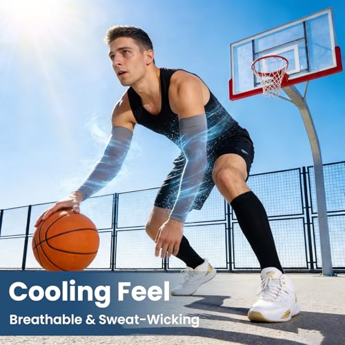 8 Pairs UV Sun Protection Arm Sleeves for Outdoor Sports & Work - Black, White, Gray, Gray - Mochabao
