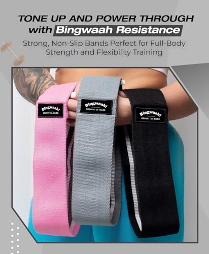 Bingwaah Fabric Resistance Bands Set - Full-Body Workout & Strength Training