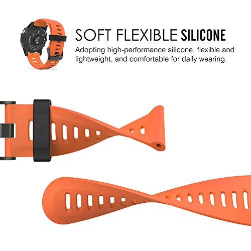 26mm Silicone Watch Band for Garmin Fenix 3/5X - Orange