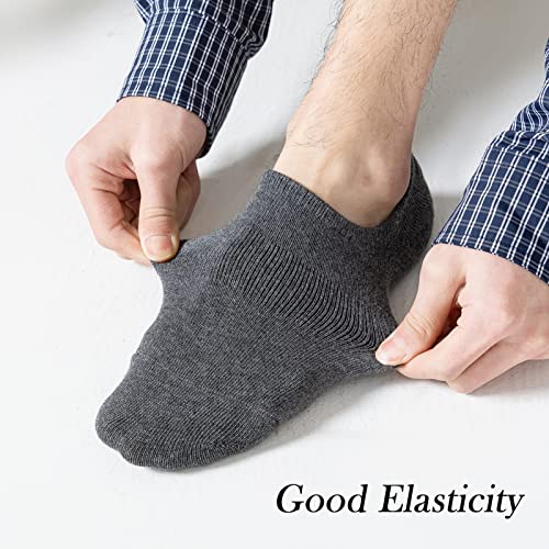 Men's No Show Cotton Ankle Socks with Grips - 6 Pairs, Black - Low Cut Casual