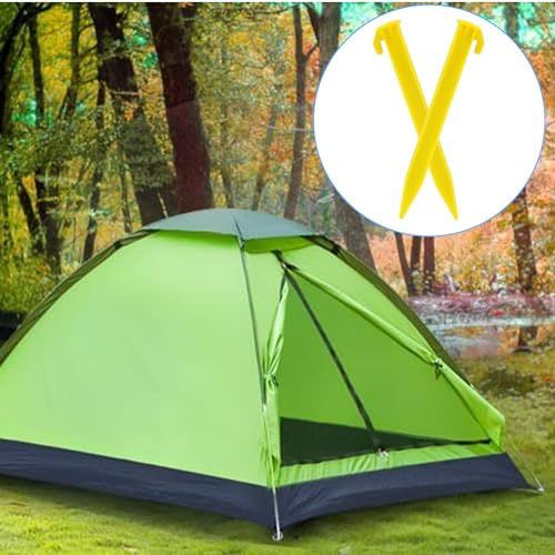 12-Pack Plastic Tent Stakes, 5.7-Inch Lightweight Canopy Pegs - Yellow