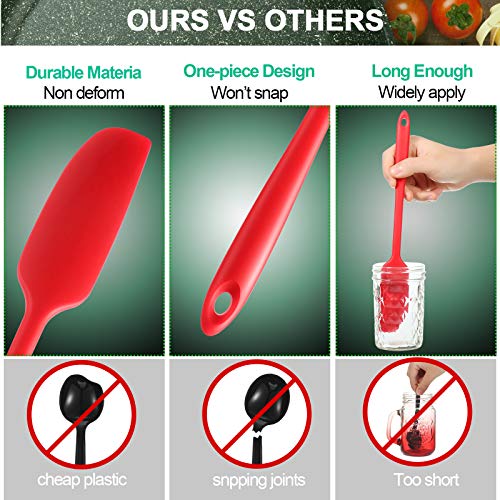 Silicone Jar Spatula Scraper - 11-inch Heat Resistant - Red & Black Set