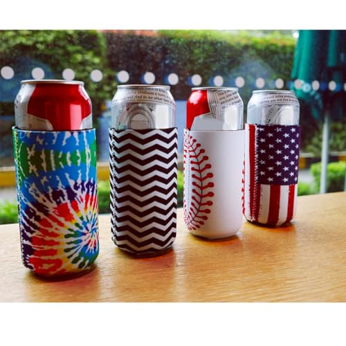 12oz Slim Beer Can Cooler Sleeves - 4 Pack Neoprene Insulators