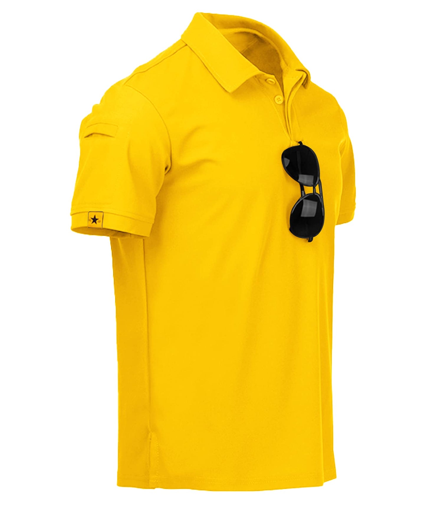 ZITY Mens Polo Shirt Short Sleeve Sports Tactical T-Shirt Athletic Golf Polos Daily Casual Stylish Collared Shirts for Men Yellow 5X-Large