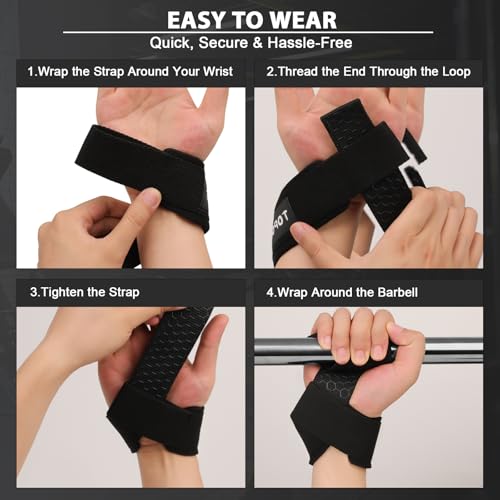Weightlifting Wrist Straps - 21.2" Cotton Straps with Non-Slip Hex Grip