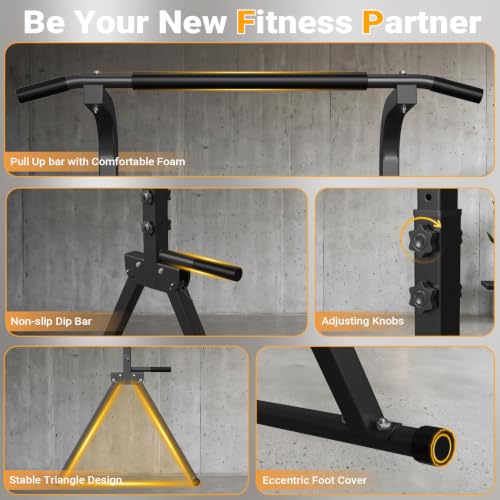 Foldable Pull Up Bar Power Tower with Assistance Bands - Black 01