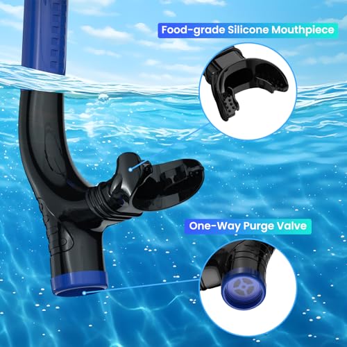 ForShine Adult Swim Snorkel - Front-Mounted Training & Pool Snorkel with Silicone Mouthpiece