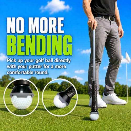GEAVOUED Golf Ball Picker Upper for Putter – 2 Pack, 4-Claw Grabber, Grey