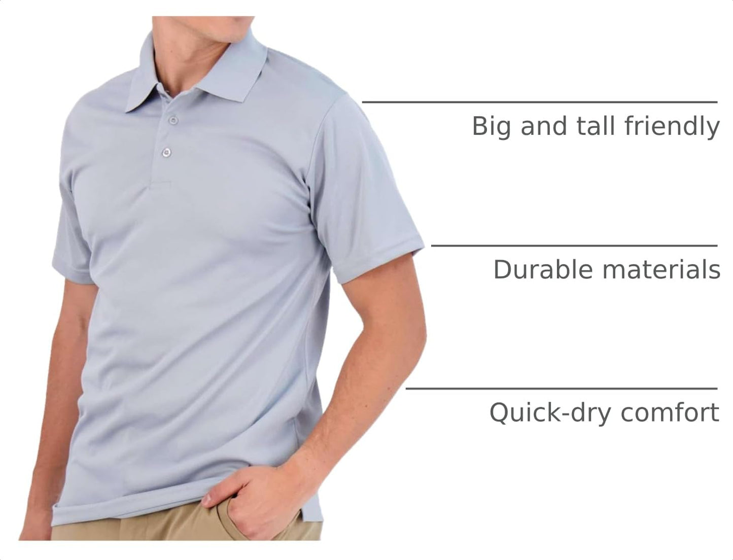 Real Essentials 3 Pack: Men's Short Sleeve Golf Polo Casual Workout Sports Moisture Wicking Collared Shirt, Set F, XX-Large
