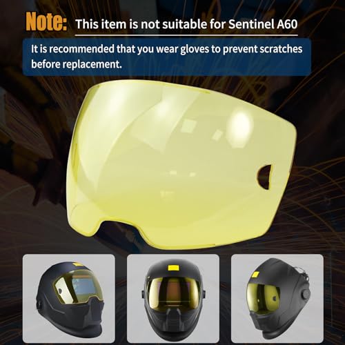 10 Pack 0700000803 Amber Front Lid Lens,Front Cover lenses Compatible with Sentinel A50 Welding Helmet,3.93" x 2.36" Viewing Lens,A50 welding face mask lens Replacement parts