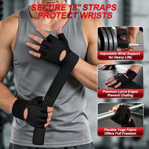 COFIT Medium Padded Workout Gloves with Wrist Support for Men Women - Gym & Weight Lifting