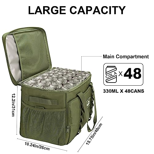 YOUNGOA Green 48 Can Insulated Soft Sided Collapsible Cooler Bag - 30L