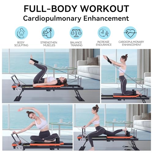 Foldable Pilates Reformer Machine for Home & Gym Use - 250 lbs