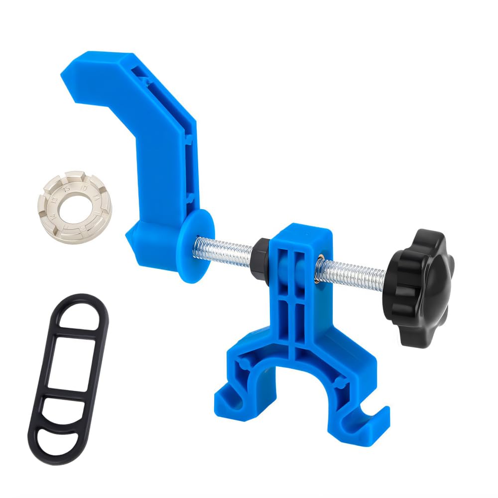 MiOYOOW Bicycle Rim Adjustment Tool, Mini Bike Wheel Truing Stand with Spoke Key & Rubber Strap Cycling Repair Accessories for Bicycle Maintenance