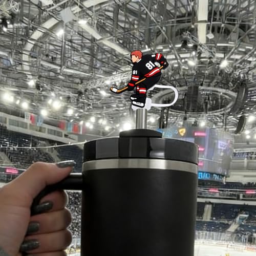 Hockey-Themed Silicone Straw Covers - 2 Pack for 9-10mm Straws