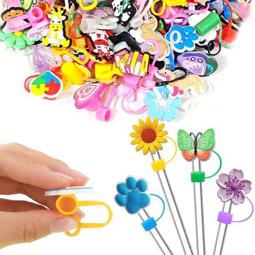 20PCS Cute Silicone Straw Cover Toppers - Fits 10mm Straws
