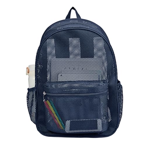 COVAX Royal Blue See-Through Mesh Bookbag Backpack for College