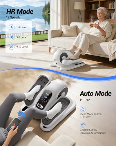 Under Desk Elliptical Exerciser - Electric Leg Peddler with Remote - Off-White