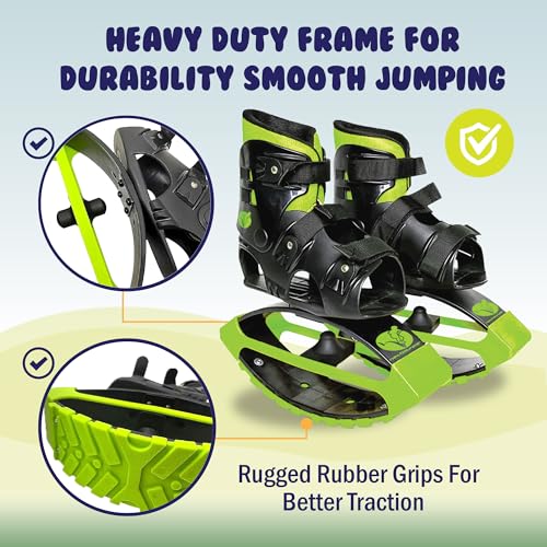 Kangaroo Jumping Shoes for Kids - Green, Sizes 1-6