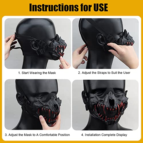Tactical Airsoft Half Face Mask - Black Skeleton Design