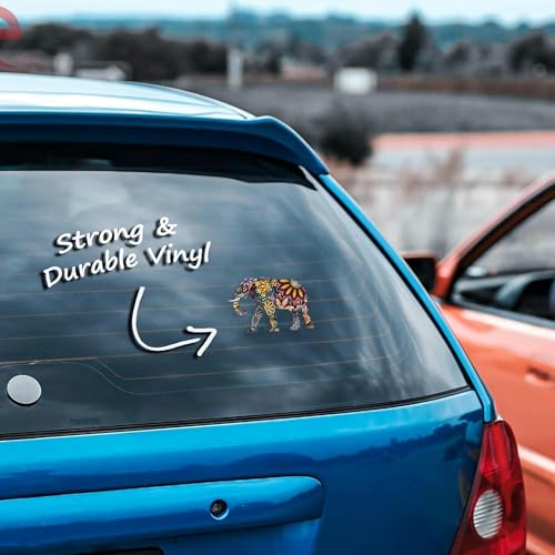 Colorful Floral Elephant Vinyl Decal - 5 Inch Waterproof Sticker