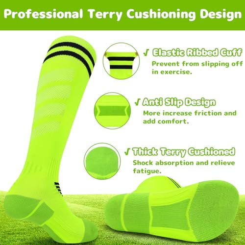 Youth Soccer & Baseball Socks - Softball Socks Medium Neon Green/Black