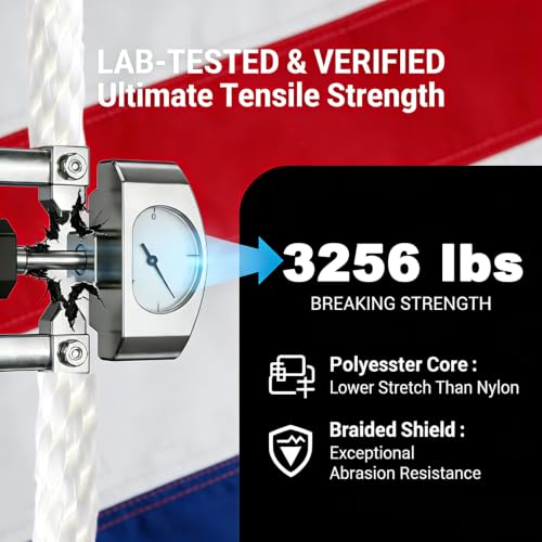 ARISKEY 5/16 Inch Polyester Rope 100ft UV Resistant Low Stretch Braided Cord