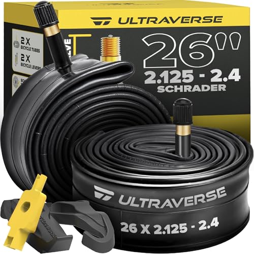 Ultraverse 26-Inch Bike Inner Tubes Set of 2 for Mountain, Cruiser, City Bikes