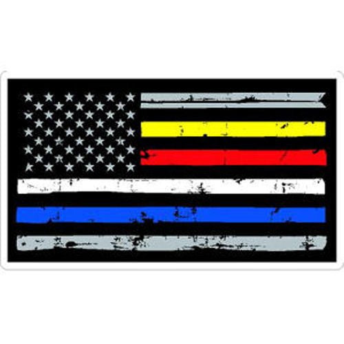 American Flag Thin Line Sticker - Durable 4-Inch UV Resistant Vinyl Decal