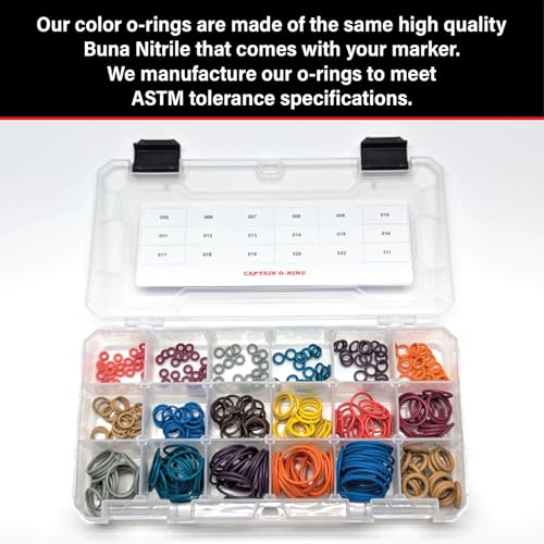 Large Color Coded O-Ring Kit for Paintball - 360 Pieces, 18 Sizes