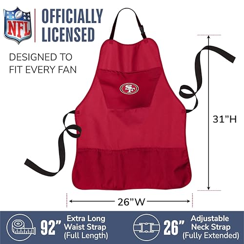 San Francisco 49ers Cooking Apron - Heavy-Duty Cotton, Adjustable Straps, Red