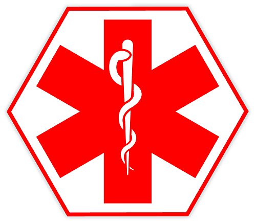 Medical Alert Symbol Sticker Decal - 5" x 4" Vinyl