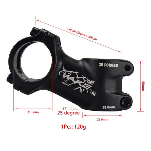 CYSKY Bike Stem 31.8 60mm/70mm/90mm/110mm 25 Degree MTB Stem Mountain Bike Stem Riser Handlebar Stem for Most Road Bike Stem, MTB Stem, BMX Stem, Bicycle Stem (60mm)