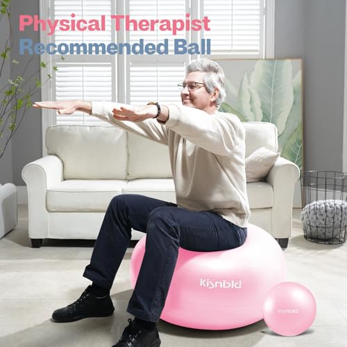 Extra Thick Exercise Ball - Anti-Burst Stability Ball, 23-26in, Misty Rose