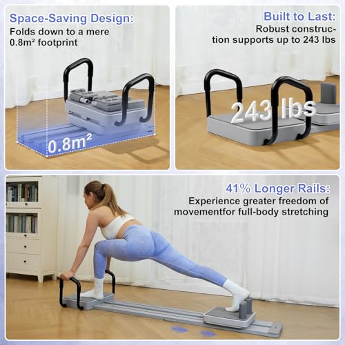 Pilates Reformer with Extended Track - 5-in-1 Home Fitness Machine - Gray