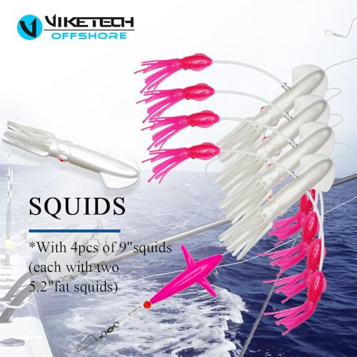Pink Offshore Squid Daisy Chain Trolling Rig for Tuna & Marlin