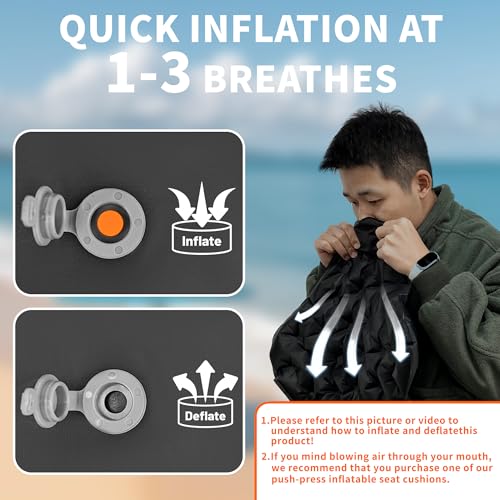 Lightweight Inflatable Seat Cushion - Black, Mouth-Inflated