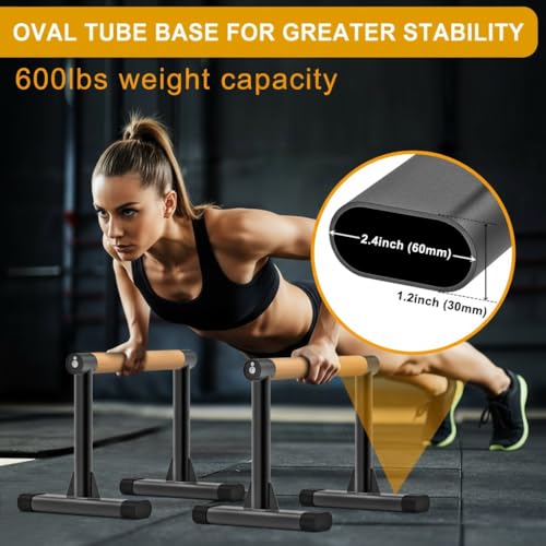 Kipika Wooden Grip Parallette Bars for Calisthenics & Home Gym - 12" Height