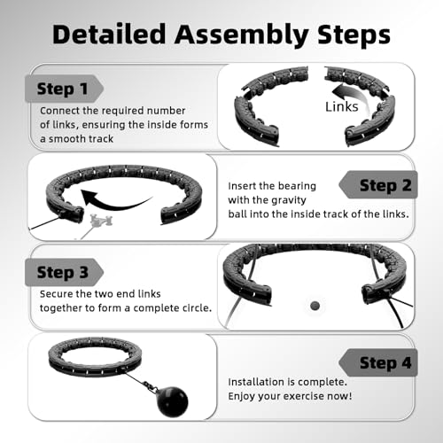 Weighted Hula Infinity Fitness Hoop - 26 Detachable Knots - Black
